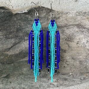 Blue and Turquoise Beaded Earrings